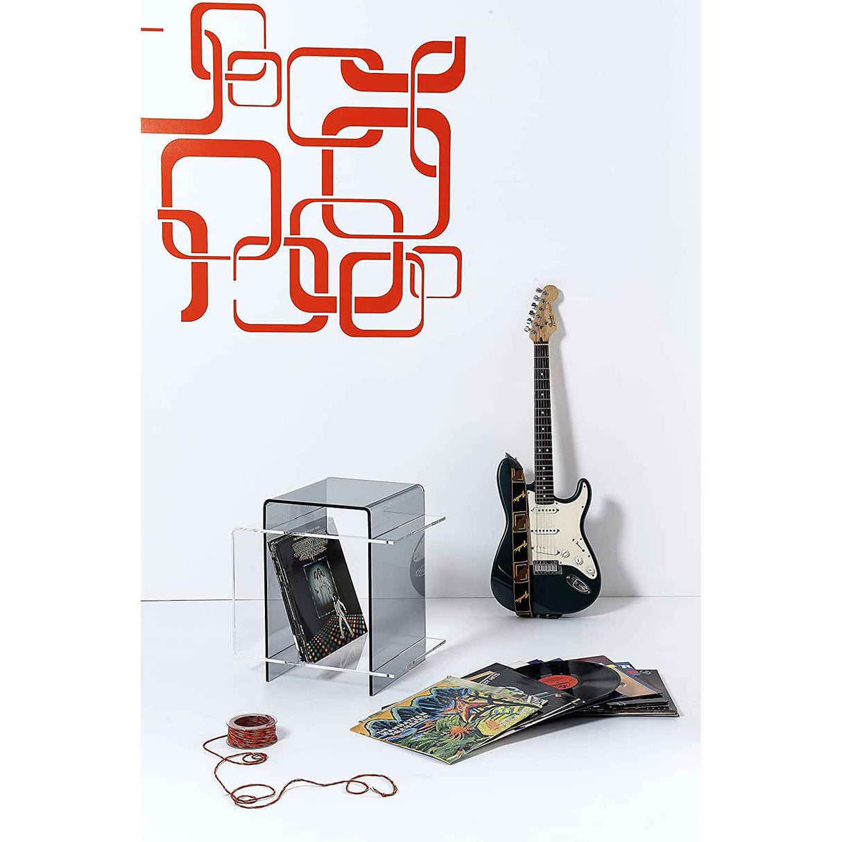 iPLEX 70's Bedroom Bedside Table Transparent Smoked PMMA Plexiglass