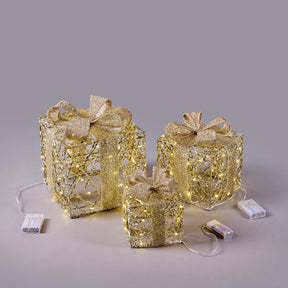 Set pacchi regalo luminosi EDG in metallo oro con 90 microled 3 pezzi