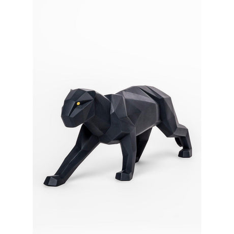 Lladró Scultura Pantera Nero Opaco 19x50cm Porcellana
