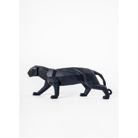 Lladró Scultura Pantera Nero Opaco 19x50cm Porcellana