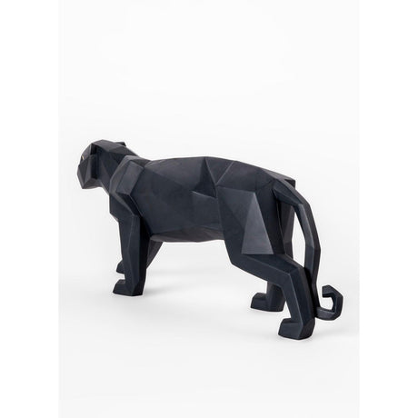 Lladró Scultura Pantera Nero Opaco 19x50cm Porcellana