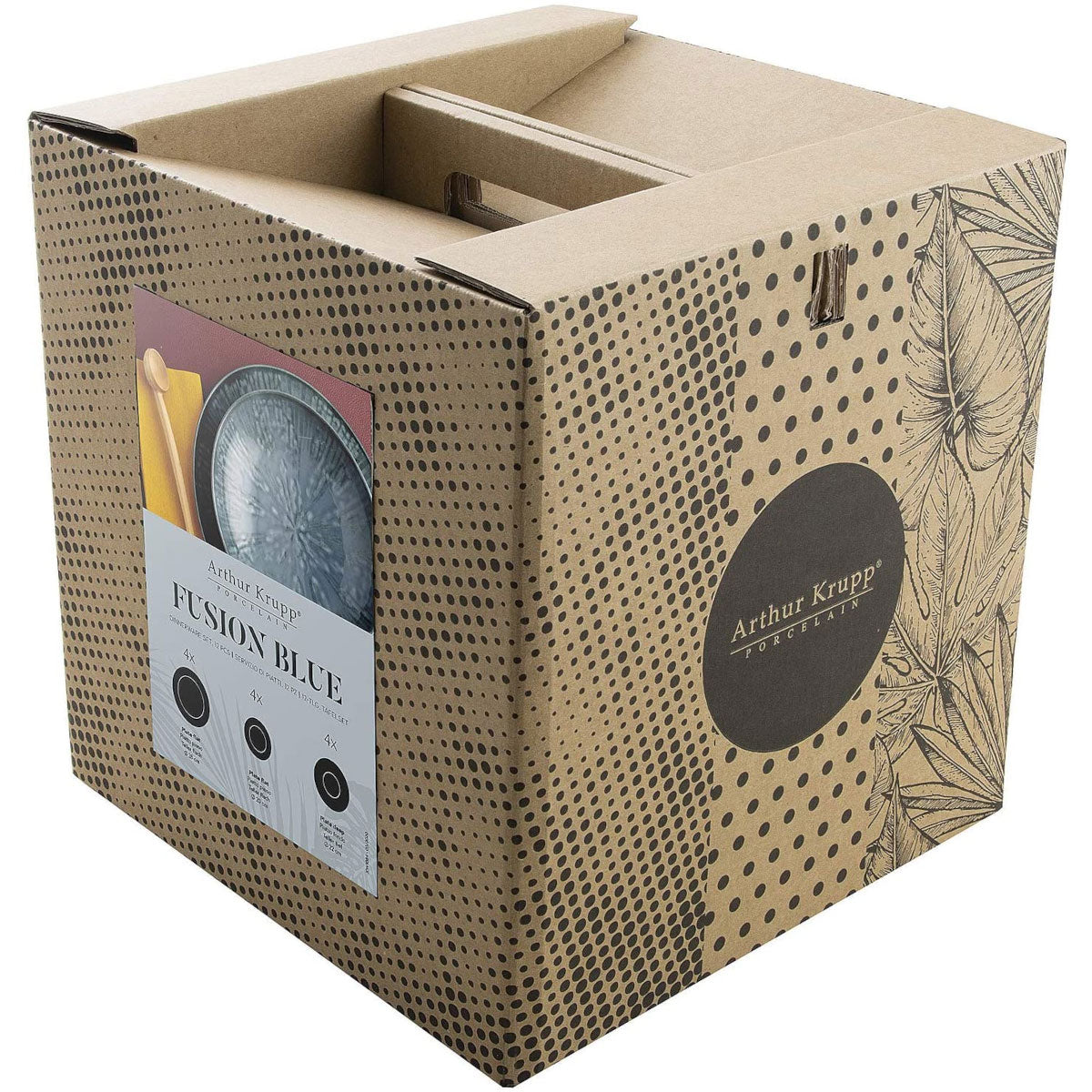 ARTHUR KRUPP Set 12 Piece Dinner Service Fusion Blue Porcelain