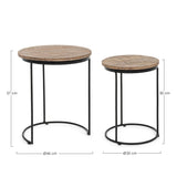 BIZZOTTO Walton Set 2 Tavolini da Caffè Salotto Soggiorno 50-57cm Legno di Mango