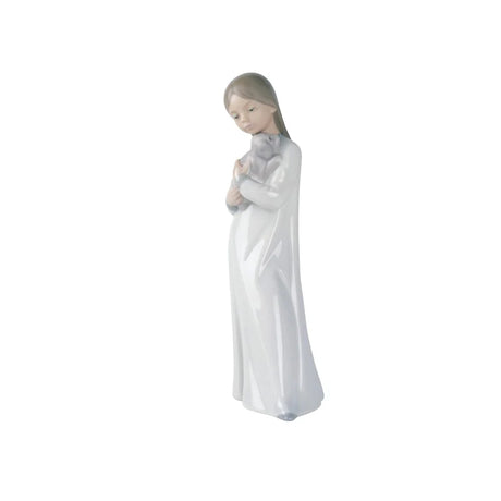 NAO Bambina con Cane Statua Statuina in Porcellana 21x9cm