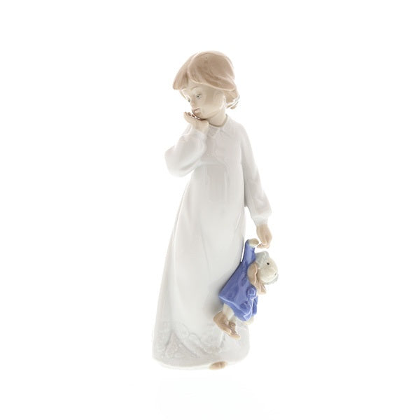 NAO Statua Statuina Bambina con Bambola Porcellana 21x9cm