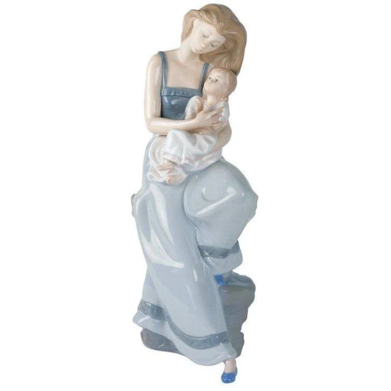 NAO Statua Statuina Mamma con Bambina Porcellana 37x21cm