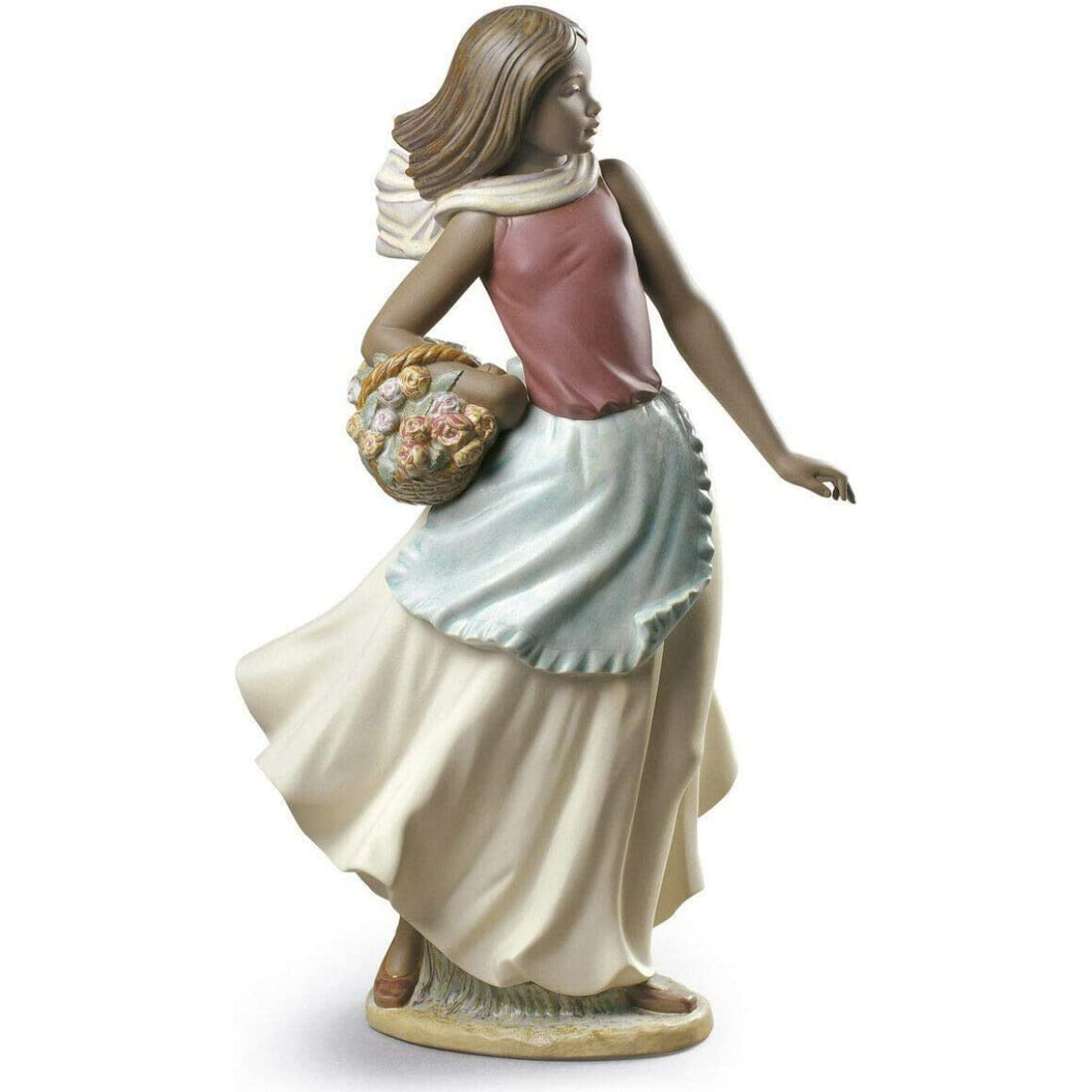 NAO Statua Statuina Fioraia Donna Porcellana 36x21cm