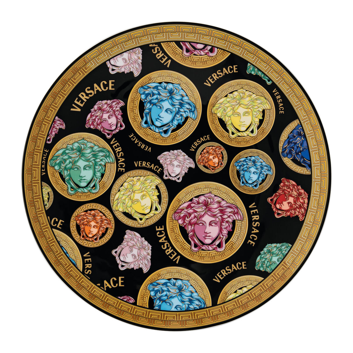VERSACE - Amplified Decorative Placeholder Plate 33cm Medusa Black Gold Porcelain