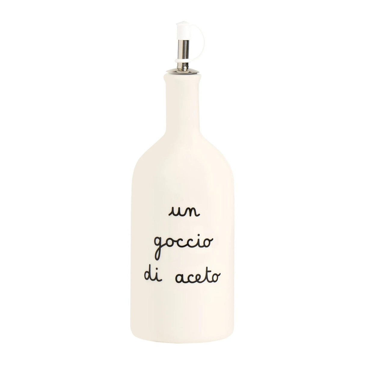 SIMPLE DAY Acetiera Bottiglia Aceto Un Goccio di Aceto 600ml Bianco Gres