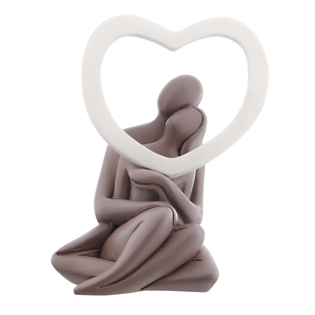 BONGELLI PREZIOSI - Figure Statue Couple Heart Dove 13cm, Marmorino ME1325/T