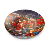 Piatto torta Noel in porcellana con decoro natalizio e bordo dorato 36 cm