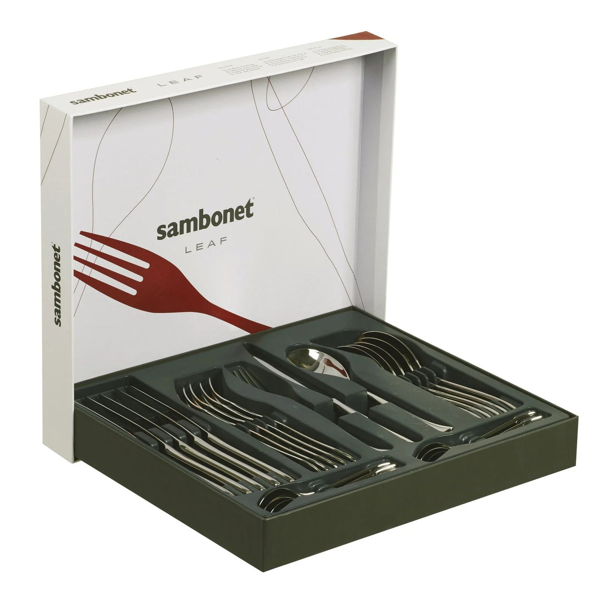 SAMBONET Leaf Servizio Tavola Posate 24 Pezzi Acciaio Inox