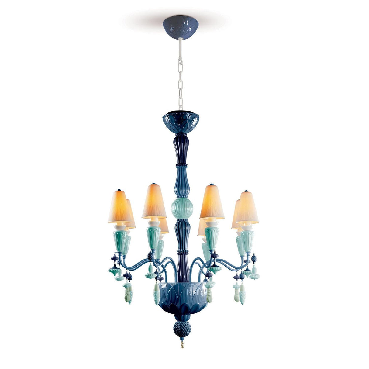 LLADRO' Chandelier Ivy e Seed 8 Luci Oceano 123x70cm Porcellana
