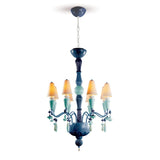 LLADRO' Chandelier Ivy e Seed 8 Luci Oceano 123x70cm Porcellana