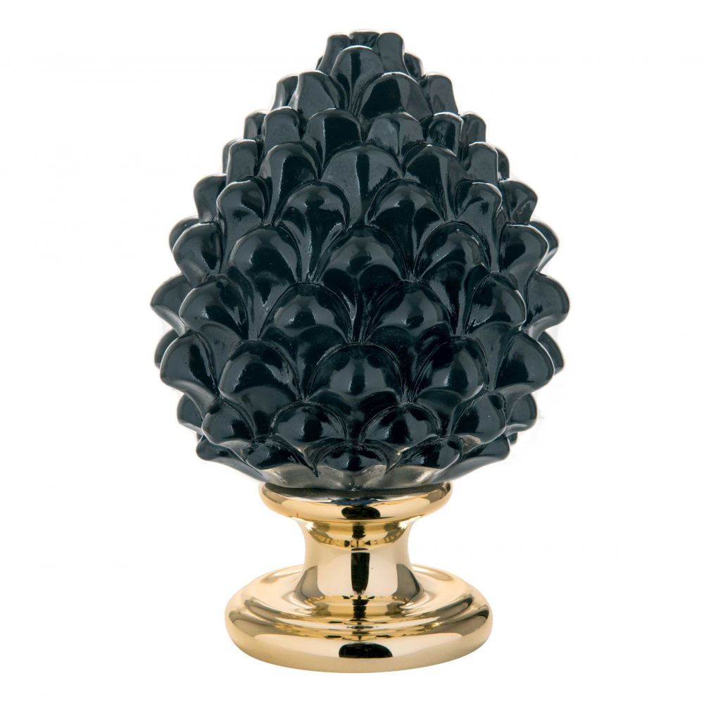 BONGELLI PREZIOSI Pigna Siciliana Decorazione 12,5cm Nero Oro Marmorino