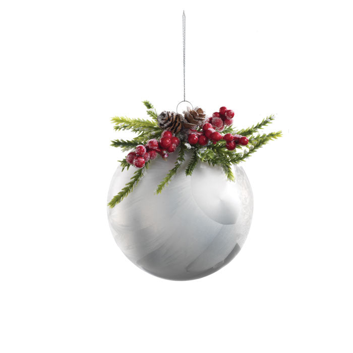 MASCAGNI CASA Sphere Glass Christmas Tree Bauble 10cm White