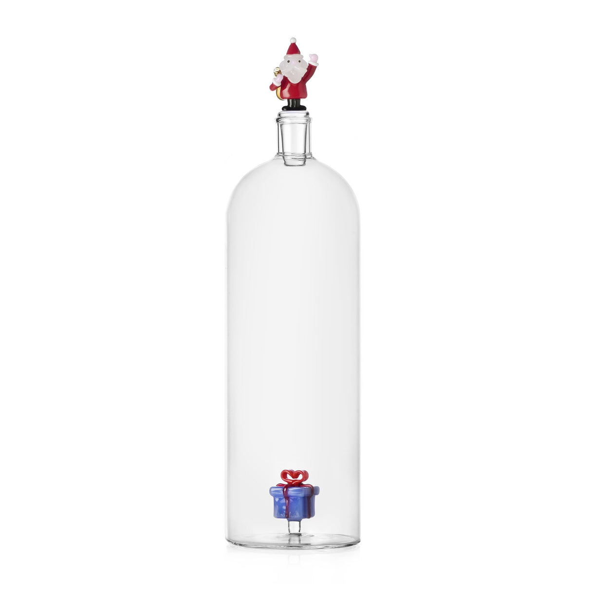 ICHENDORF Christmas Tales Bottiglia Babbo Natale e Regalo Azzurro 31x8,5cm Vetro Borosilicato