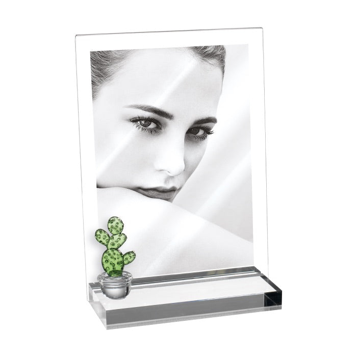 MASCAGNI CASA Portafoto Cornice con Cactus in Vetro 13x18cm Acrilico
