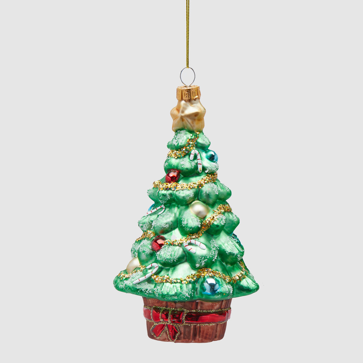 EDG Enzo De Gasperi Addobbo Pendaglio Pino Albero di Natale 15,5cm Satinato Vetro