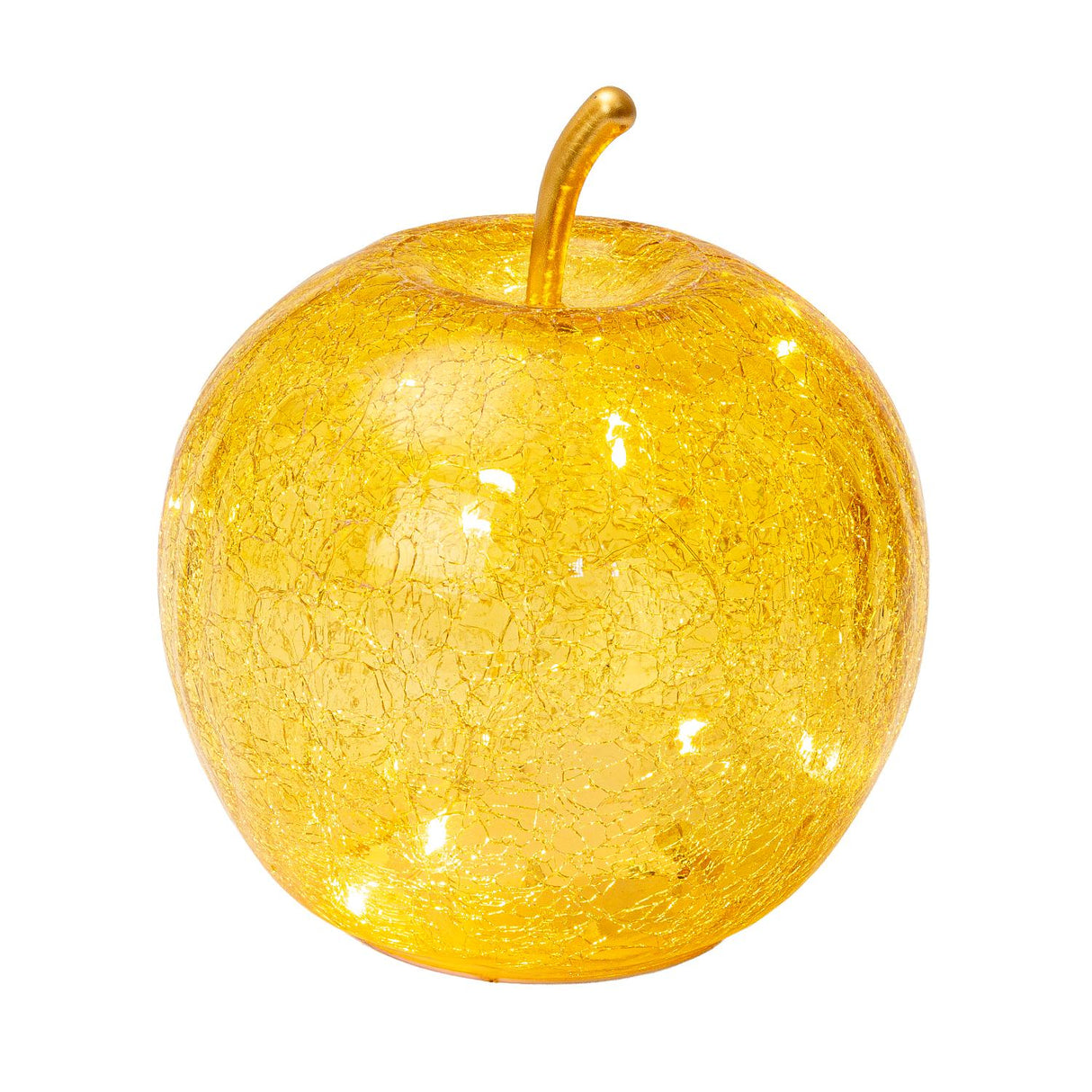 PALAIS ROYAL Mela Decorativa Gialla con LED 17cm Vetro