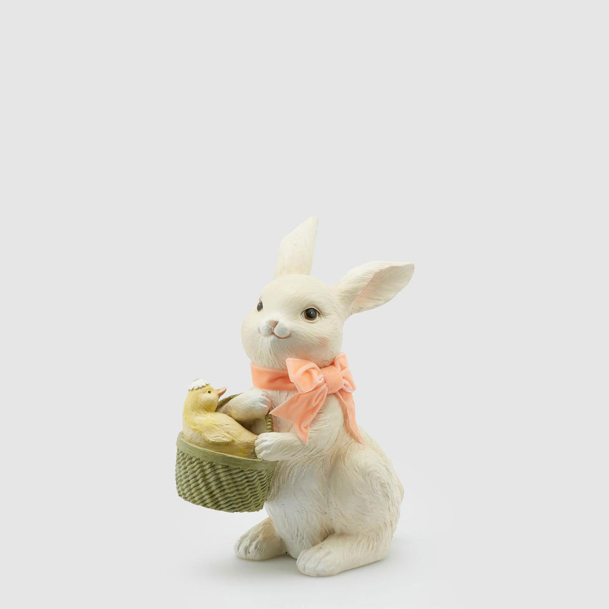 EDG Enzo De Gasperi Rabbit with Goose 31cm in White Polyresin Easter Decoration