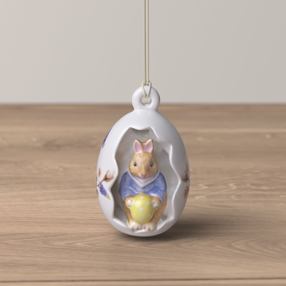 VILLEROY & BOCH Bunny Tales Max Uovo Fiori Blu Ornamento Pendaglio 7cm Decorazione Pasquale