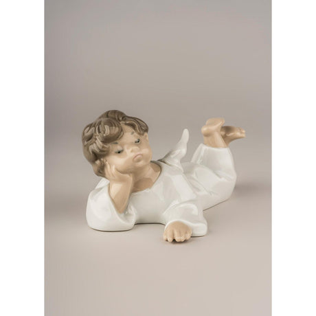 Lladró Figurina Angioletto Coricato 6x14cm Porcellana