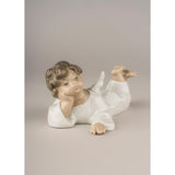 LLADRO' Figurina Angioletto Coricato 6x14cm Porcellana