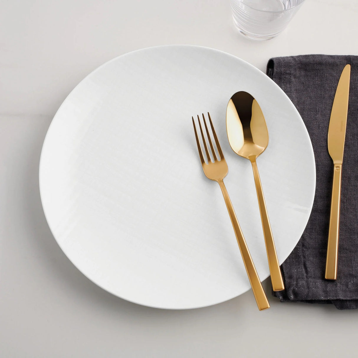 SOMBONET Rock Servizio Tavola Posate Set 24 Pezzi Gold Oro PVD Acciaio Inox
