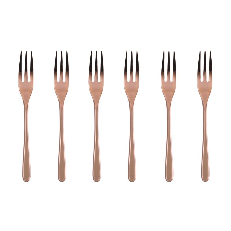 SAMBONET Taste Posate Forchette Dolce Set 6 Pezzi Rame Lucido PVD Acciaio Inox