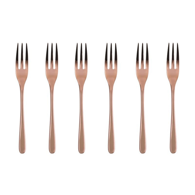 SAMBONET Taste Posate Forchette Dolce Set 6 Pezzi Rame Lucido PVD Acciaio Inox
