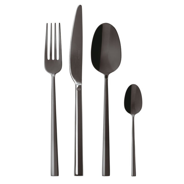 SAMBONET - Rock Black Nero Servizio Tavola Set Posate 24 Pezzi Monoblocco PVD 52762K81