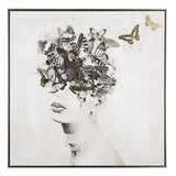 BIZZOTTO Framework Oil Painting on Canvas Crown Face Woman Butterflies 83x83cm