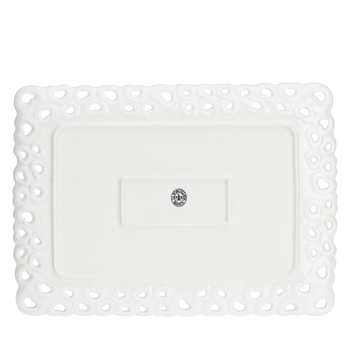 LA PORCELLANA BIANCA Valentino Vassoio Traforato 35x26cm Bianco Porcellana