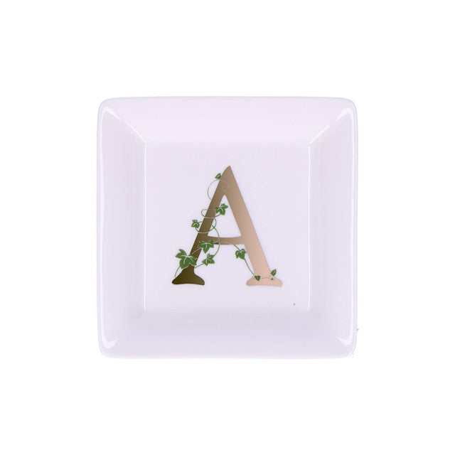 LA PORCELLANA BIANCA - Adorato Piattino Quadrato Lettera "A" 10cm