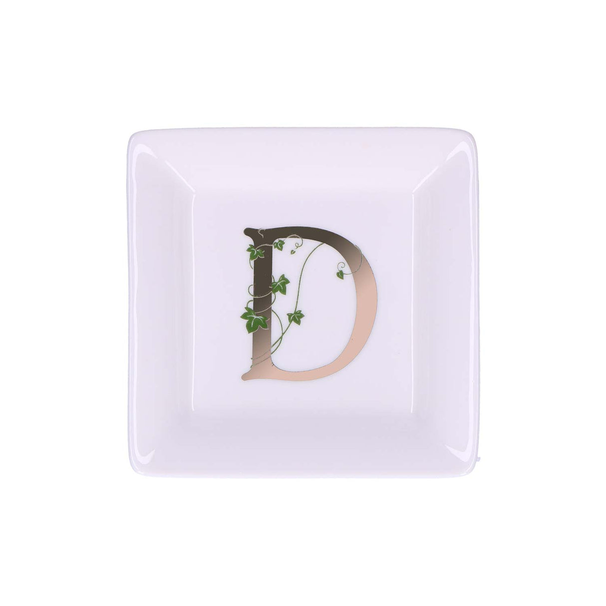 LA PORCELLANA BIANCA - Adorato Piattino Quadrato Lettera "D" 10cm