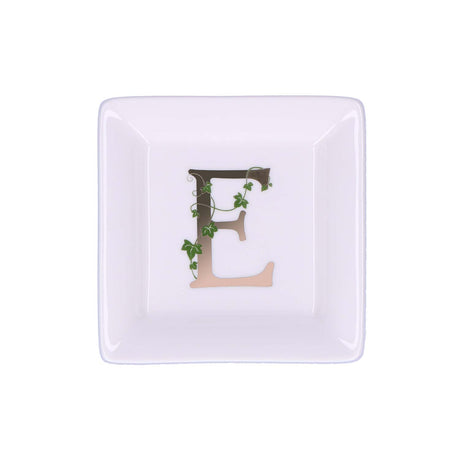 LA PORCELLANA BIANCA - Adorato Piattino Quadrato Lettera "E" 10cm