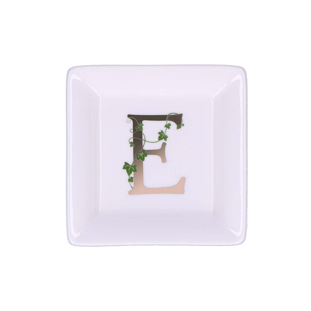 LA PORCELLANA BIANCA - Adorato Piattino Quadrato Lettera "E" 10cm