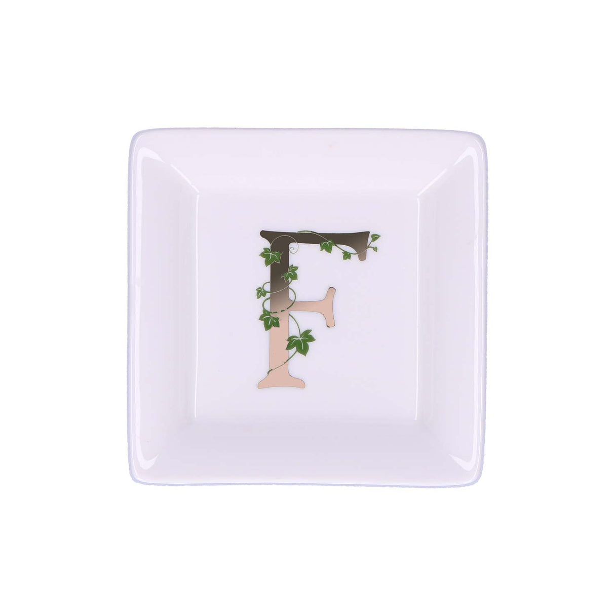 LA PORCELLANA BIANCA - Adorato Piattino Quadrato Lettera "F" 10cm