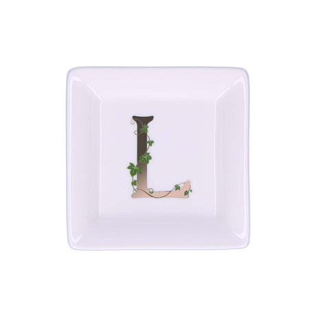 LA PORCELLANA BIANCA - Adorato Piattino Quadrato Lettera "L" 10cm