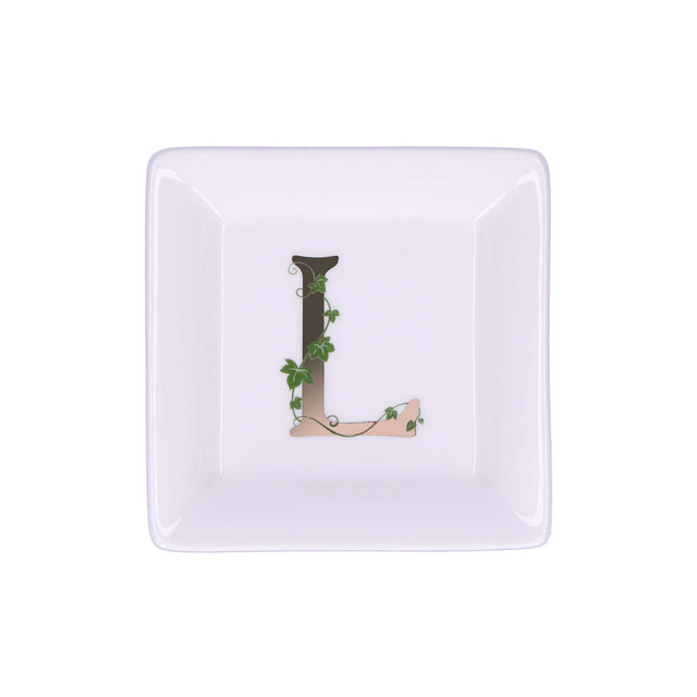 LA PORCELLANA BIANCA - Adorato Piattino Quadrato Lettera "L" 10cm