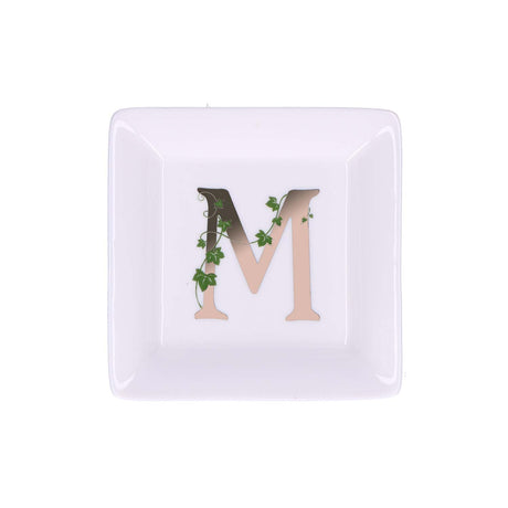 LA PORCELLANA BIANCA - Adorato Piattino Quadrato Lettera "M" 10cm