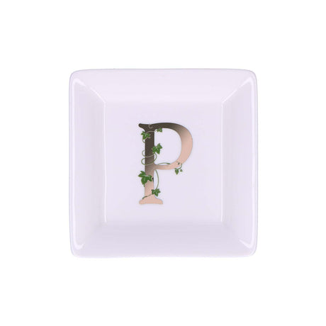 LA PORCELLANA BIANCA - Adorato Piattino Quadrato Lettera "P" 10cm