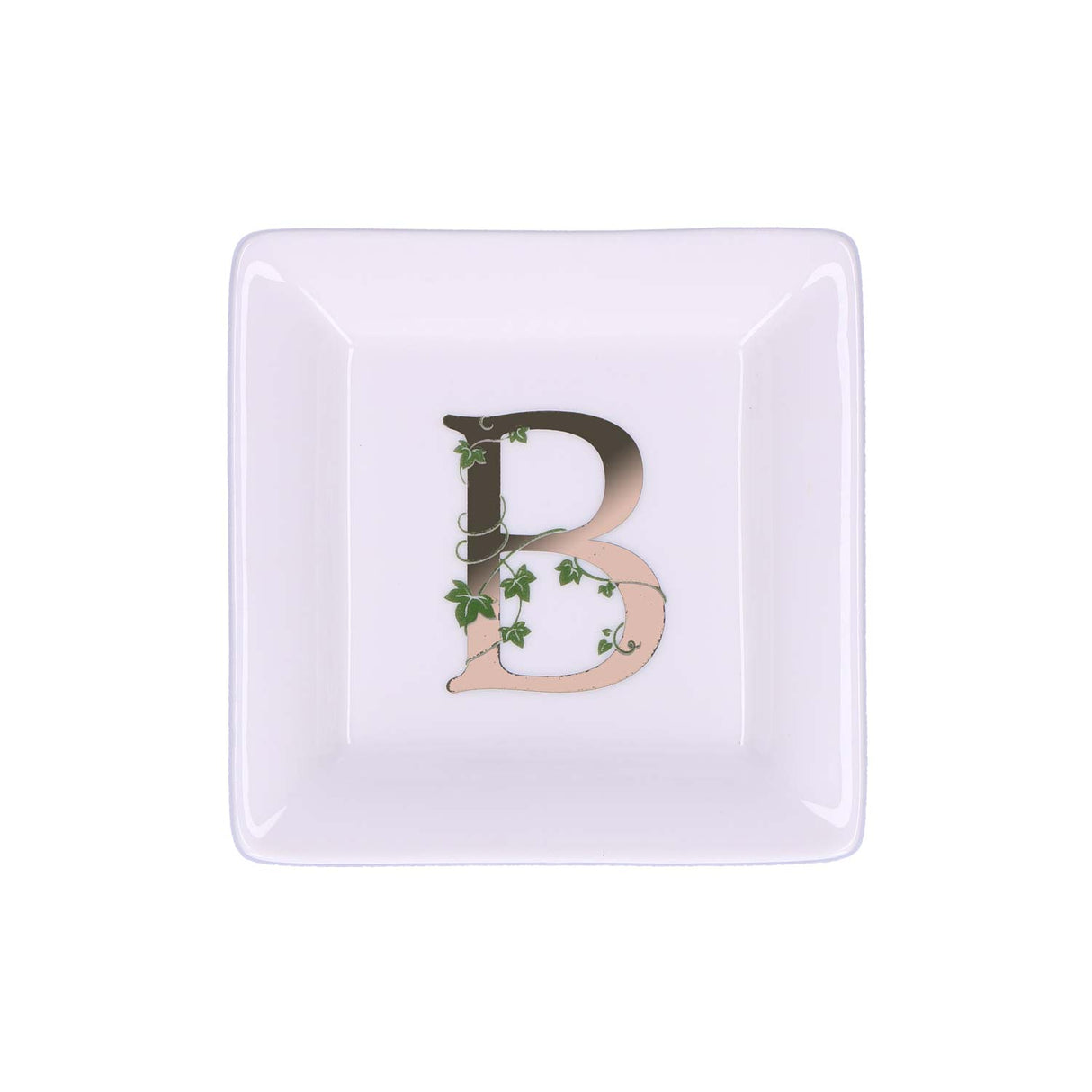 LA PORCELLANA BIANCA - Adorato Piattino Quadrato Lettera "B" 10cm
