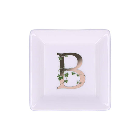 LA PORCELLANA BIANCA - Adorato Piattino Quadrato Lettera "B" 10cm