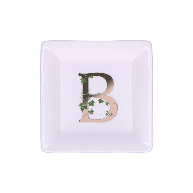LA PORCELLANA BIANCA - Adorato Piattino Quadrato Lettera "B" 10cm