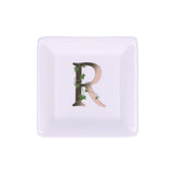 LA PORCELLANA BIANCA - Adorato Piattino Quadrato Lettera "R" 10cm