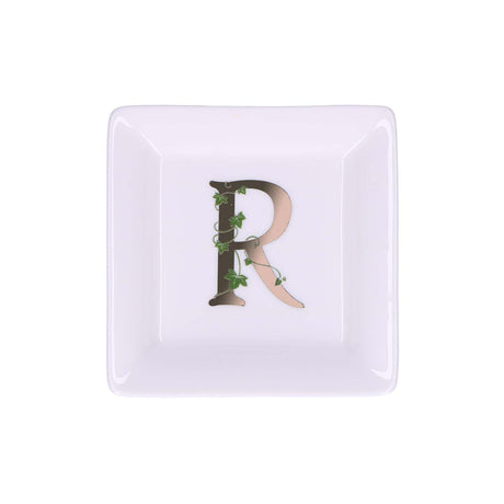 LA PORCELLANA BIANCA - Adorato Piattino Quadrato Lettera "R" 10cm