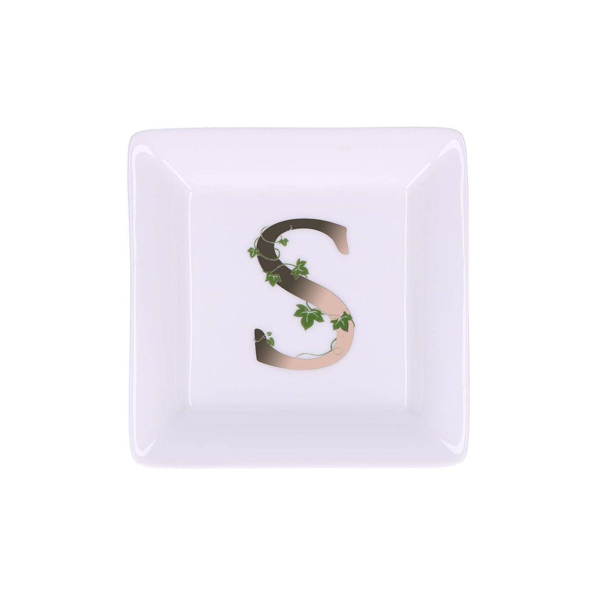 LA PORCELLANA BIANCA - Adorato Piattino Quadrato Lettera "S" 10cm