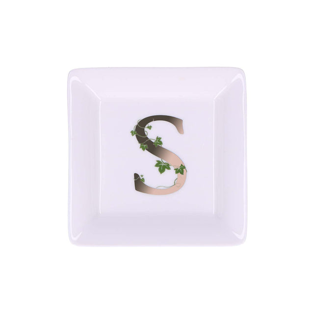LA PORCELLANA BIANCA - Adorato Piattino Quadrato Lettera "S" 10cm